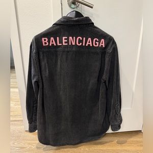 balenciaga denim button down shirt